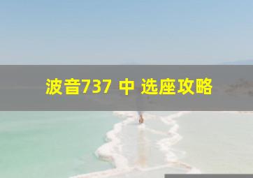 波音737 中 选座攻略